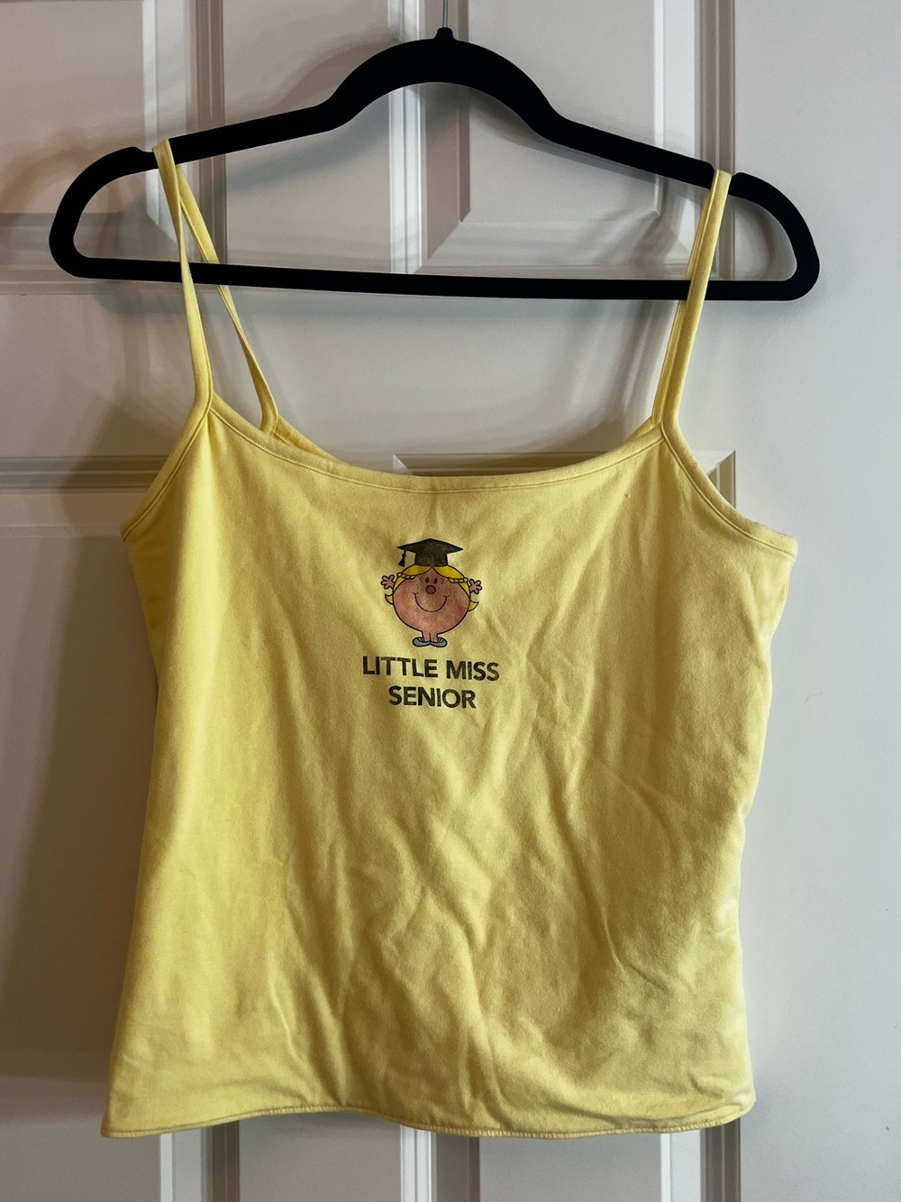 Hollister Yellow Spaghetti-Strap Tank with Graduation Graphic